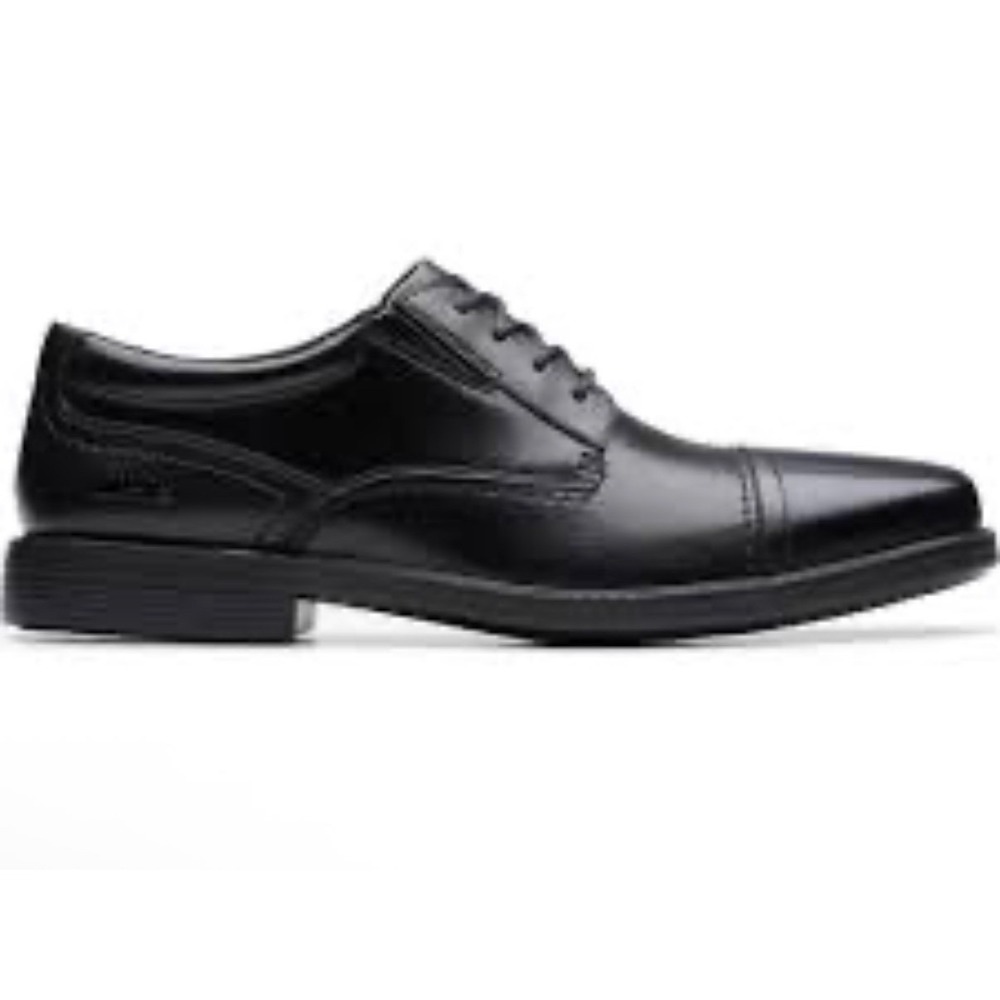 Clarks Dresslite Cap Mens Black Leather Oxford Dress Shoes 8.5 Wide New